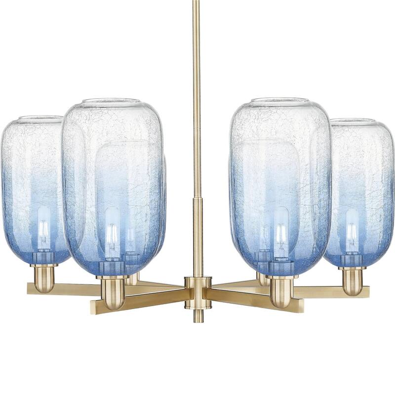 Innovations Lighting 716-6CR-17-24 Brookhaven Cloche Chandelier - Champagne Bronze / Sapphire Blue