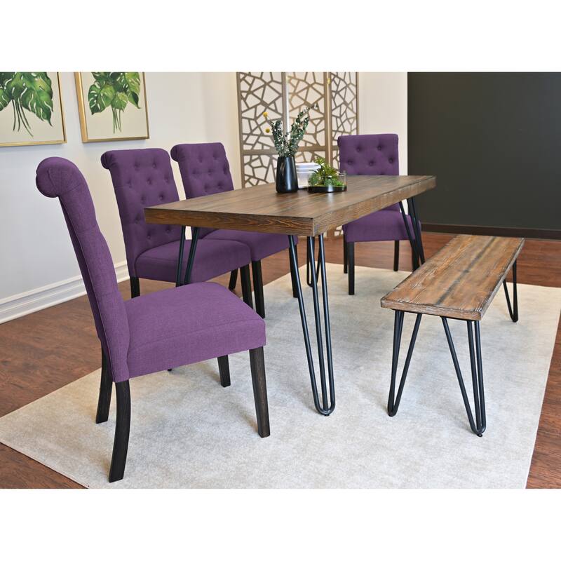6-Piece Modern Dining Set with Hairpin Table & Tufted Chairs