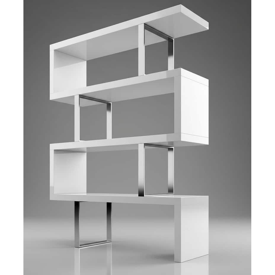 Cube Collection Oak Veneer Display Bookshelf with Metal Accents