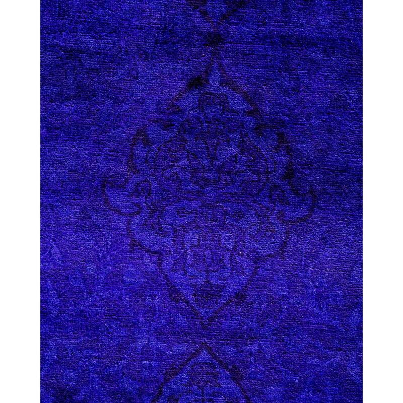 Overton Hand Knotted Wool Vintage Inspired Modern Contemporary Overdyed Navy Runner Rug - 2' 8" x 11' 7"