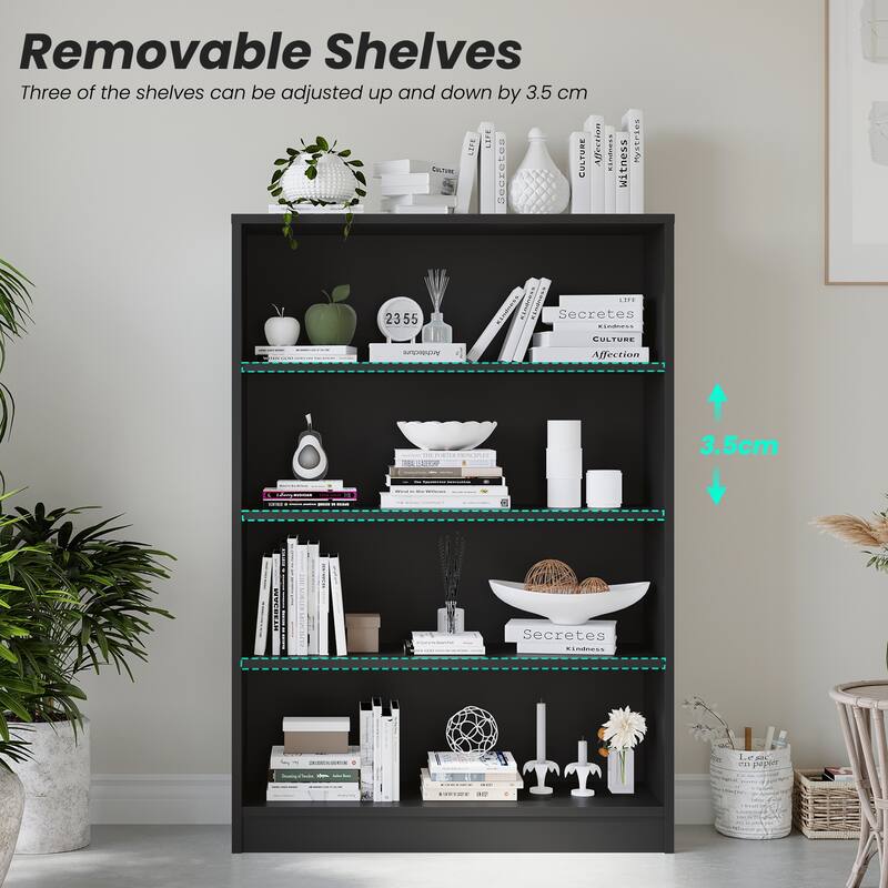 4 Shelf boockase Display Bookcase Freestanding Wooden Bookshelves for Home Office Living Room,48 Inch Height
