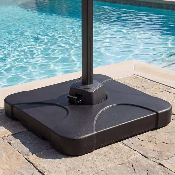 1 2 patio umbrella base 19.3’’ Half Round Umbrella Stand for φ1.5’’-1.9’’ Poles, 20.9 LBS Heavy Duty Outdoor Umbrella Base Stand for Garden, Backyard, resistant finish ensures lasting support Clihome Black Patio Umbrella Base