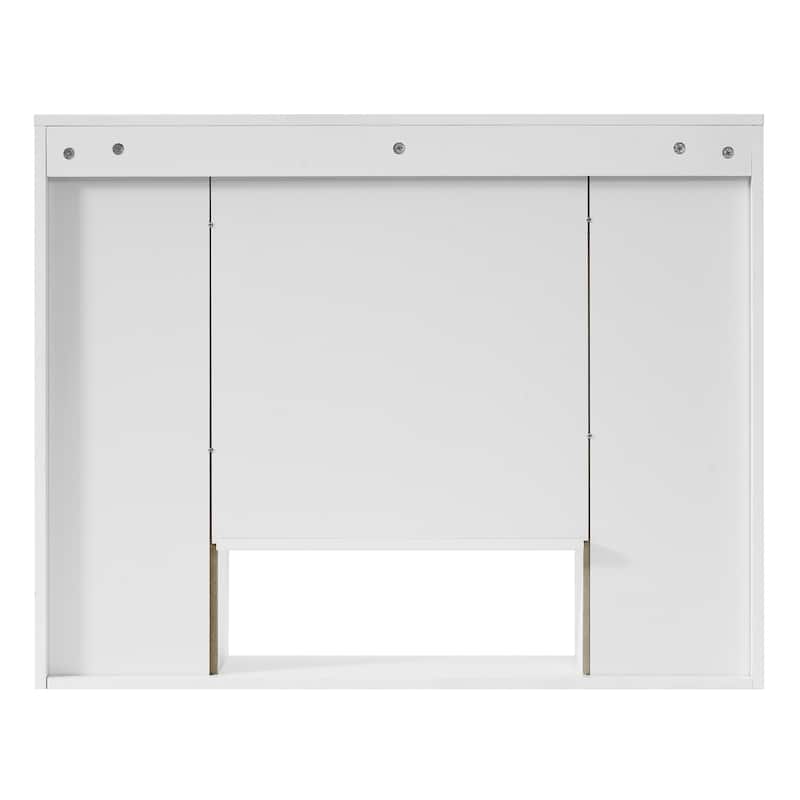 Roomfitters Wall Mounted Medicine Cabinet with 5 Adjustable Shelves, Modern Mirror Storage with Open Shelving, White