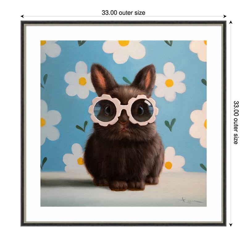 Flower Child by Lucia Heffernan Wood Framed Wall Art Print - Theo Black Silver Narrow - 33 x 33 in