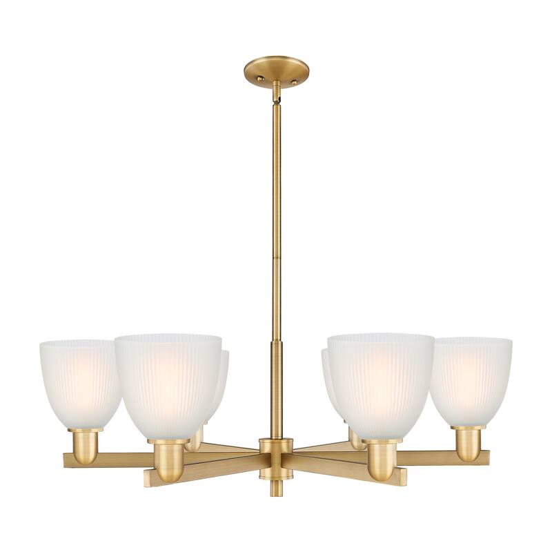 Innovations Lighting Endless Possibilities Arcadia - Castile - 6 Light 36" Stem Hung Chandelier - Brushed Brass/White