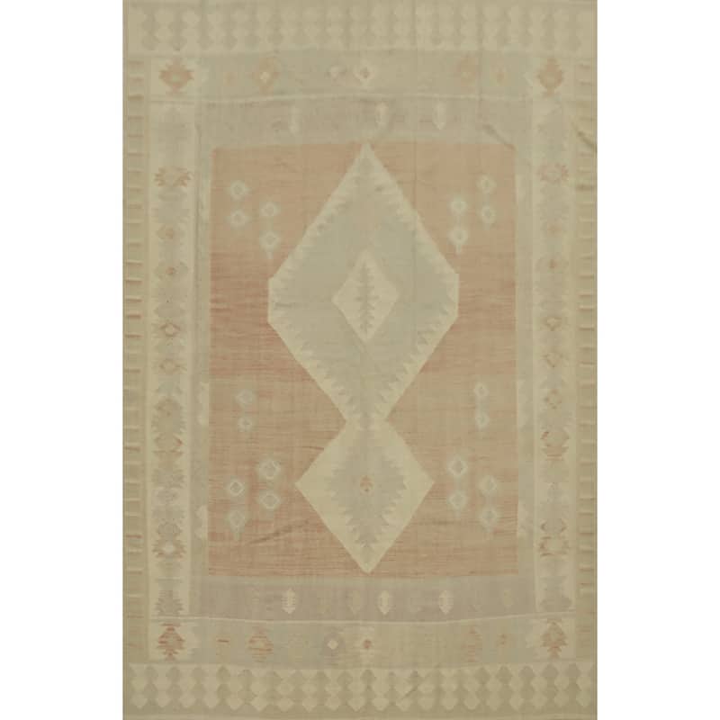Hand Woven Oriental 100% Wool Carpet Southwestern Tribal Oranges & Rust Kilim Area Rug - 11' 9'' X 9' 0''