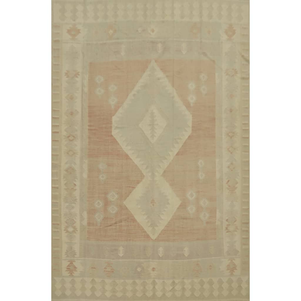 Hand Woven Oriental 100% Wool Carpet Southwestern Tribal Oranges & Rust Kilim Area Rug - 11' 9'' X 9' 0''