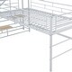 preview thumbnail 10 of 15, White Twin Size Metal Mid Loft Bed with Storage Stairs and Fence