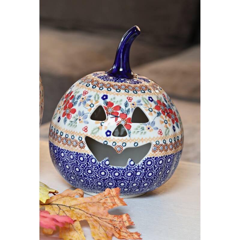 Blue Rose Polish Pottery L021 Manufaktura Small Pumpkin Luminary