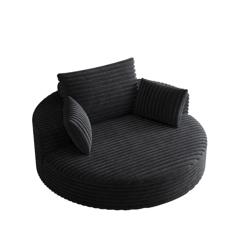 55''L Corduroy Chenille Foam Single Swivel Chair, Fluffy Modern Sleeper, 360 Degree Swivel Chair