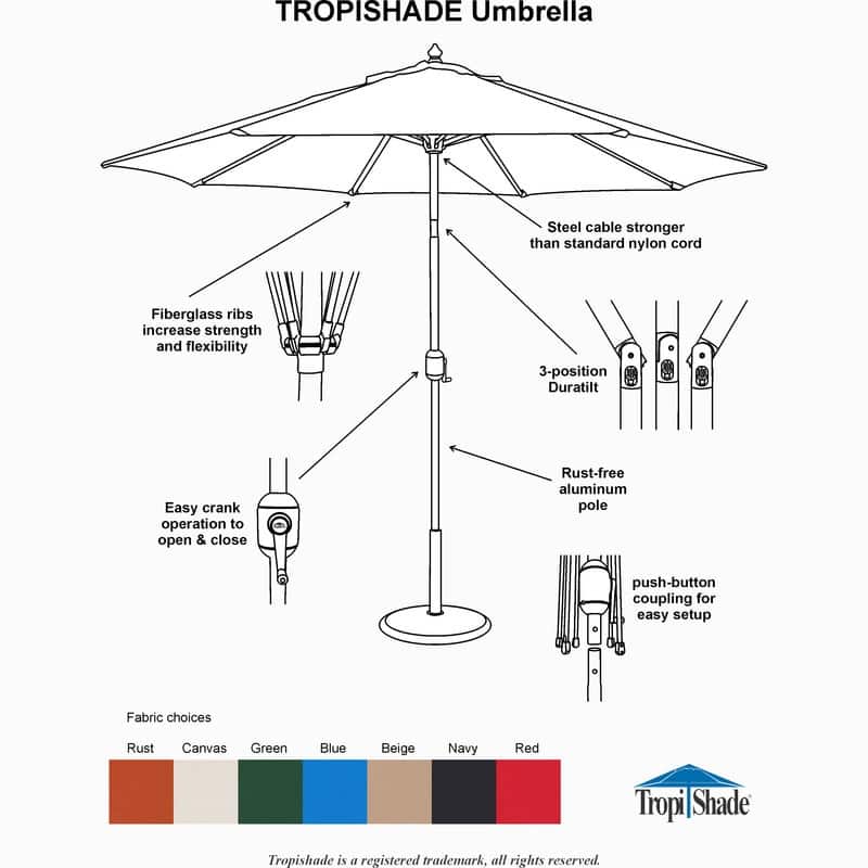 Tropishade 9-foot Aluminum Bronze Patio Umbrella