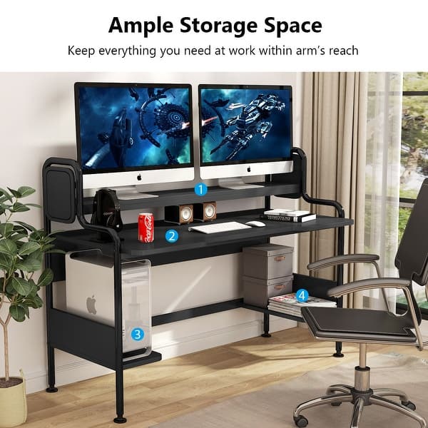 Shop Computer Desk With Hutch 55 Inch Large Gaming Desk With