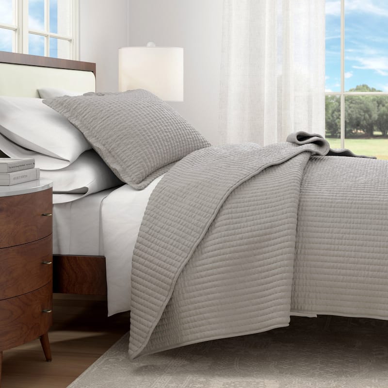 Linery & Co. Detailed Channel Stitch Microfiber Quilt Set With Shams.