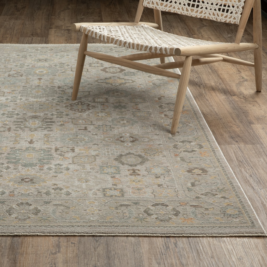 Kellan Global Floral Beige/ Blue Area Rug