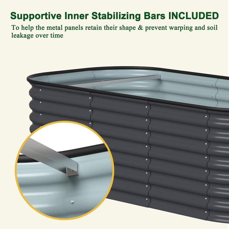 VEIKOUS 24''H Galvanized Steel Raised Garden Bed, Bottomless Design for Healthy Plant Growth