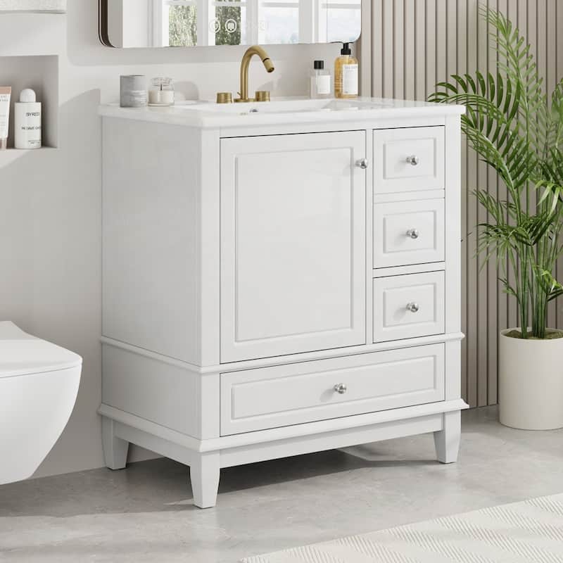 30" Bathroom Vanity with Sink - White