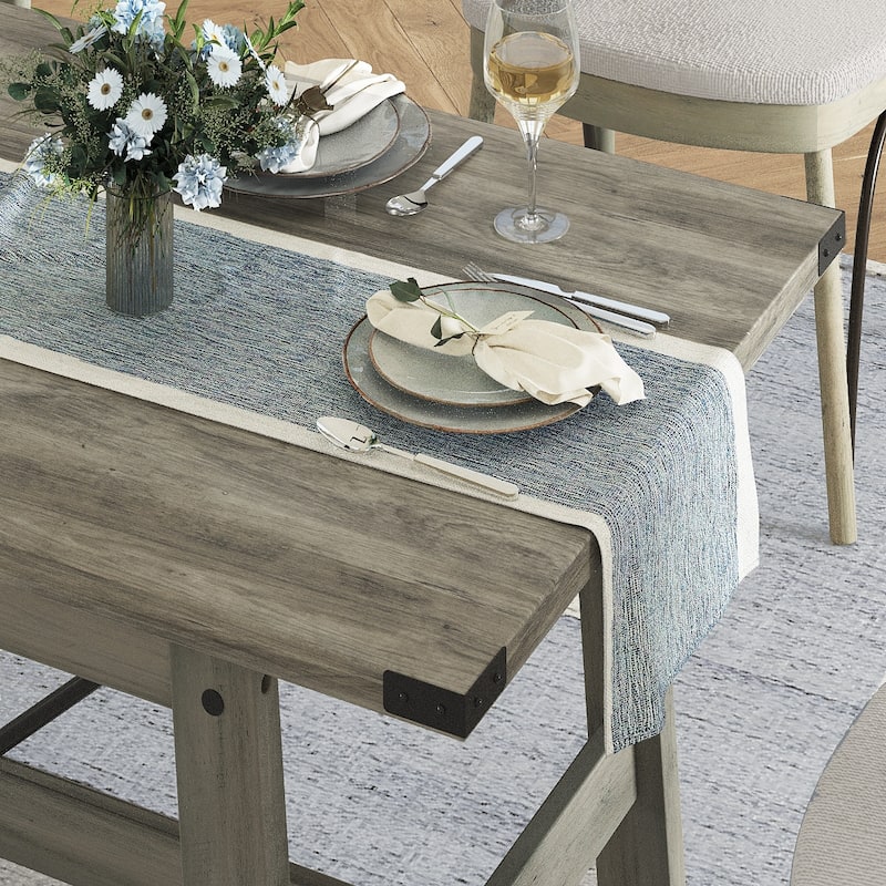 WAMPAT 4-6 Person Farmhouse Dining Table, 67.7 Inches Wide