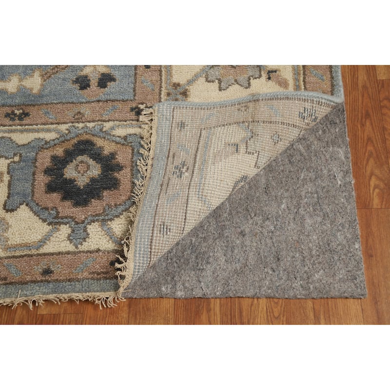 Light Blue Floral Oushak Indian Rug Handmade Traditional Wool Carpet - 9'3" x 11'9"