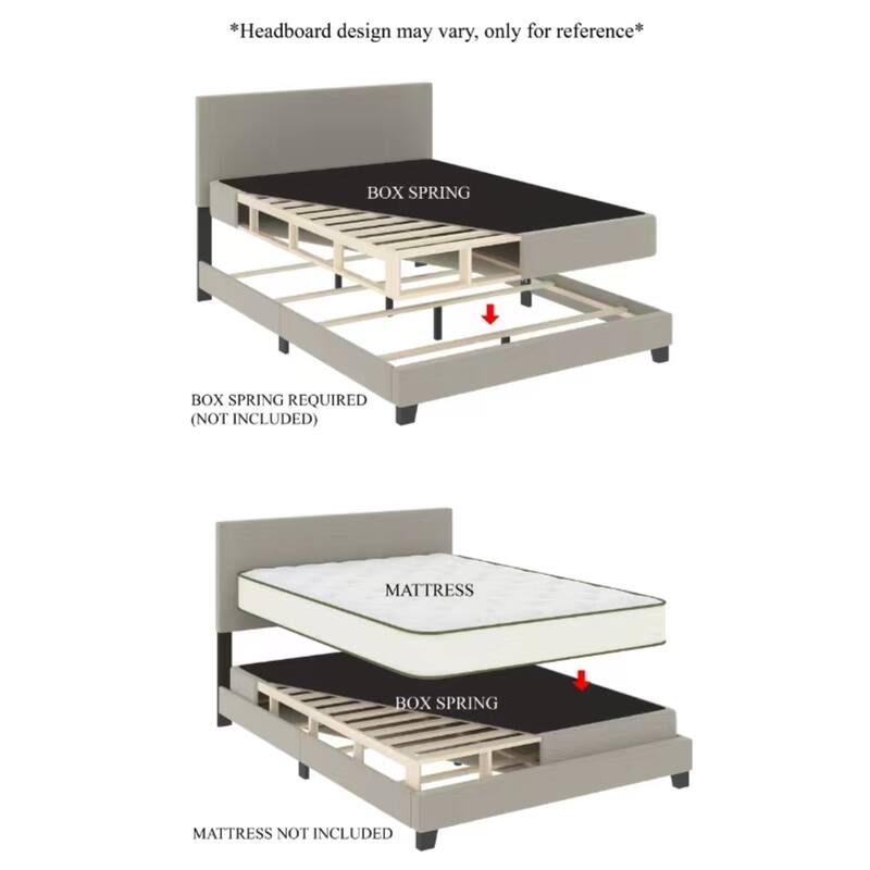 CraftPorch 4-pieces Contemporary Beige Bed with Dark Grey Furniture Bedroom Set