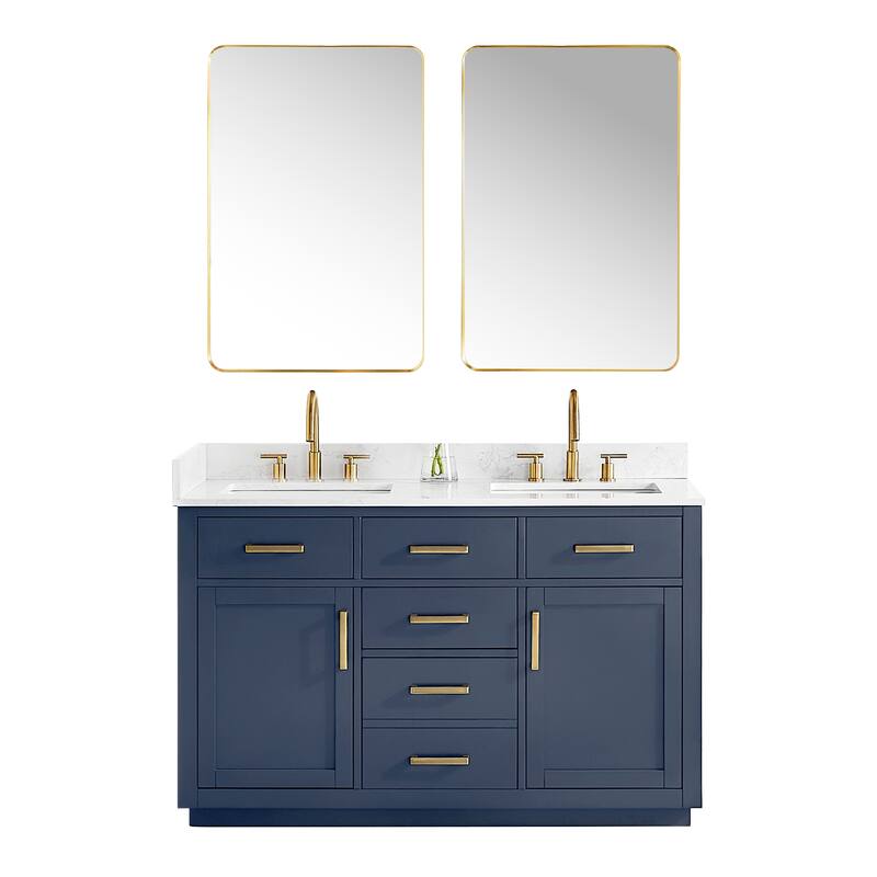 Altair Gavino Bath Vanity with Grain White Composite Stone Top and Mirror