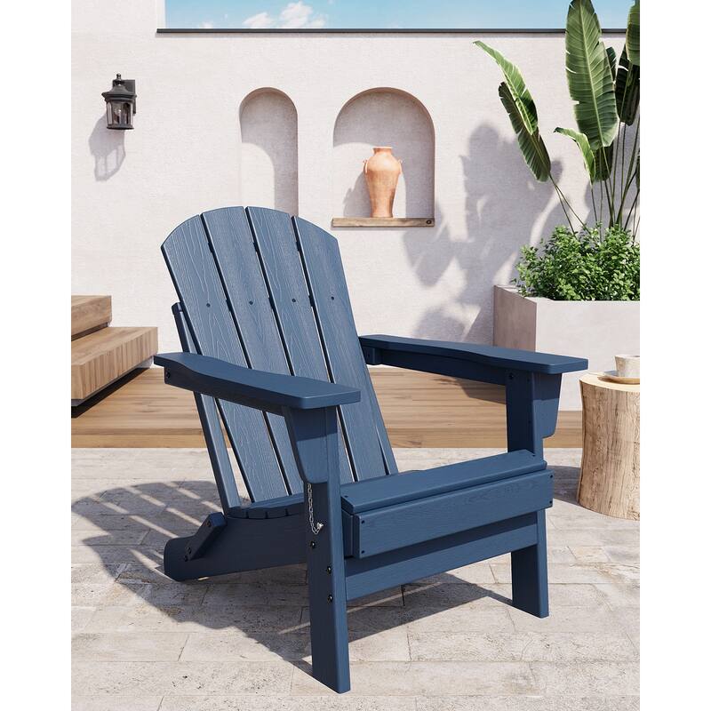 Folding Adirondack Chair, Outdoor Wooden Lounge Chair, Modern Lounger Adirondack Chair Ergonomic Extended Backrest