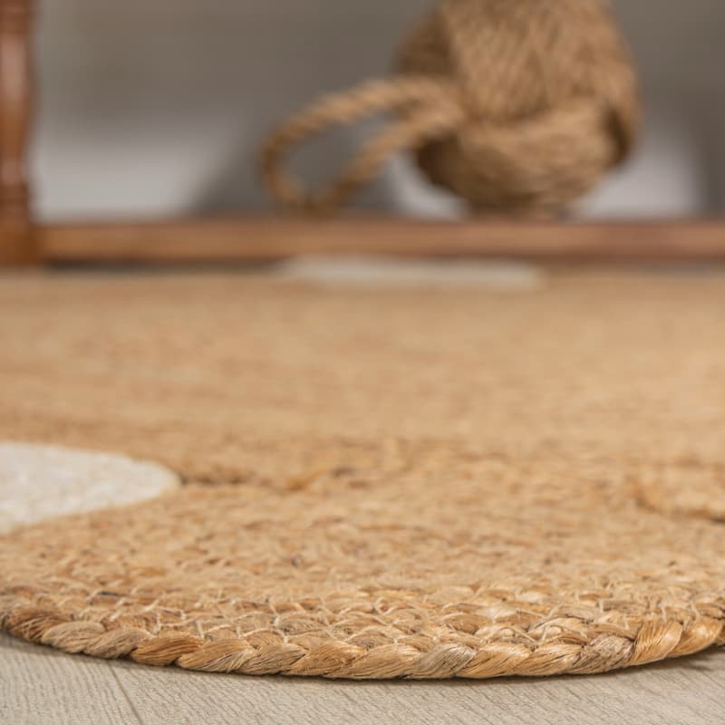 JONATHAN Y Aurora Geometric Jute Circle Area Rug