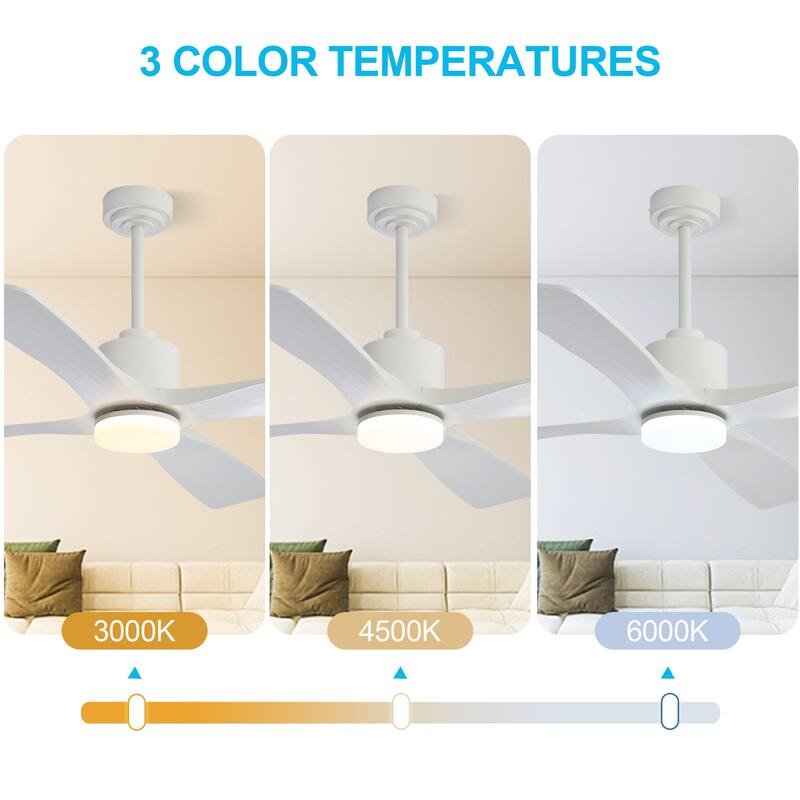 MLiAN 54 inch Solid Wood Indoor Ceiling Fan with Light Kit and Remote - 54 inch