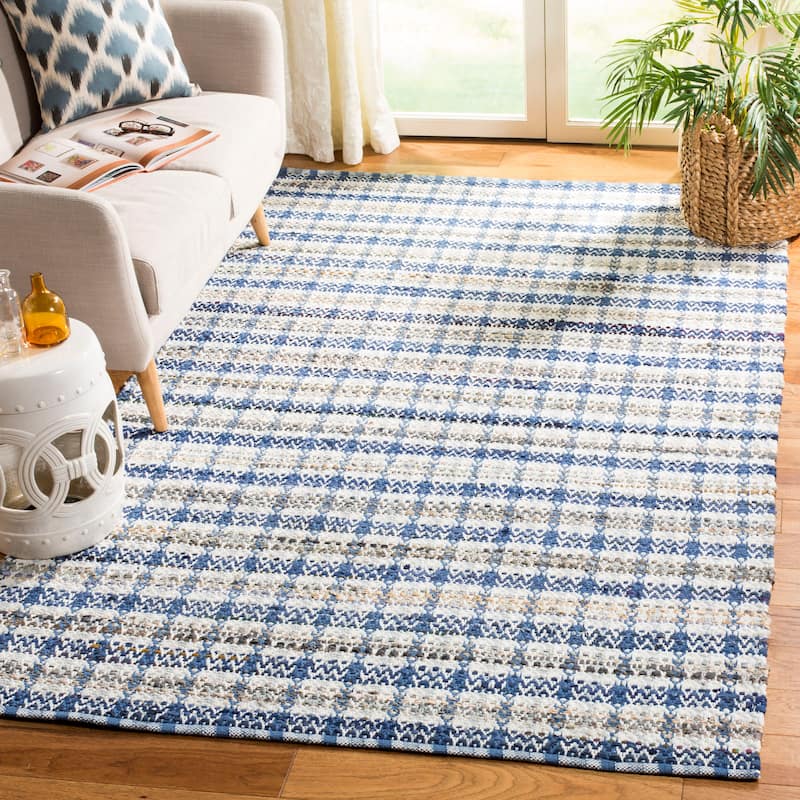 SAFAVIEH Handmade Flatweave Montauk Hermanda Casual Cotton Rug - 5' x 8' - Blue/Multi