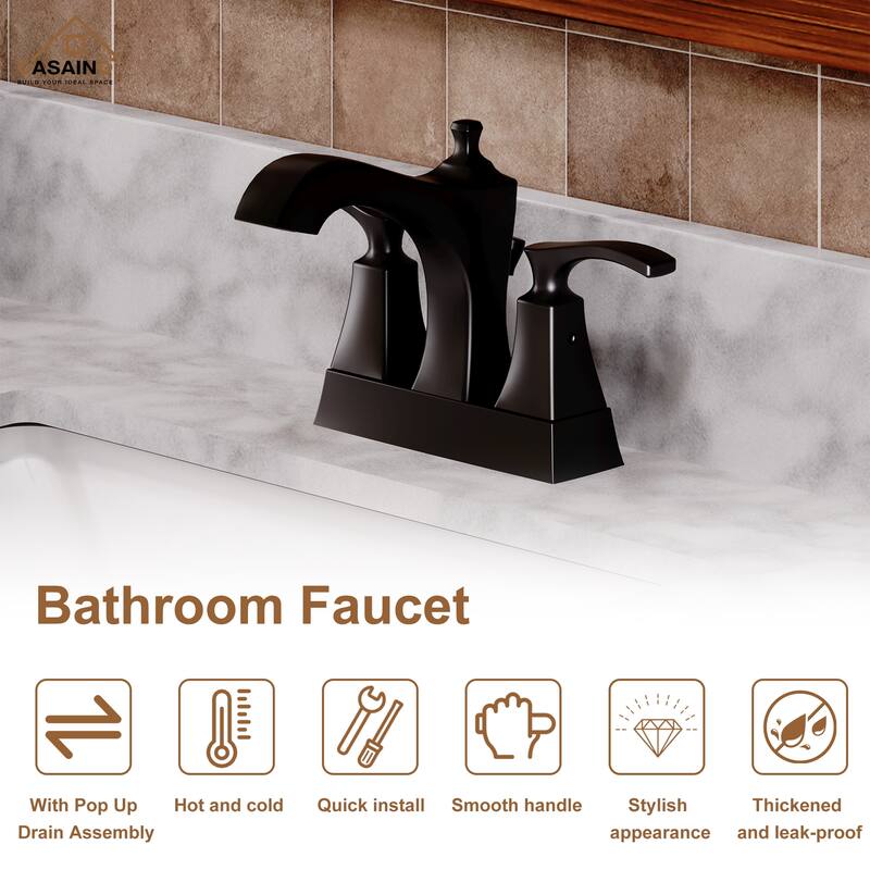 4 in. Center Set Double Handle High Arc Bathroom Faucet