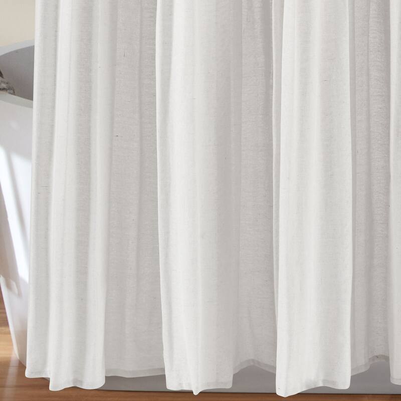 Lush Decor Two-tone Linen Button Shower Curtain