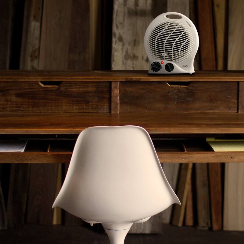 1500W Compact 2 Speed Indoor Use Fan Heater with Adjustable Temperature in White