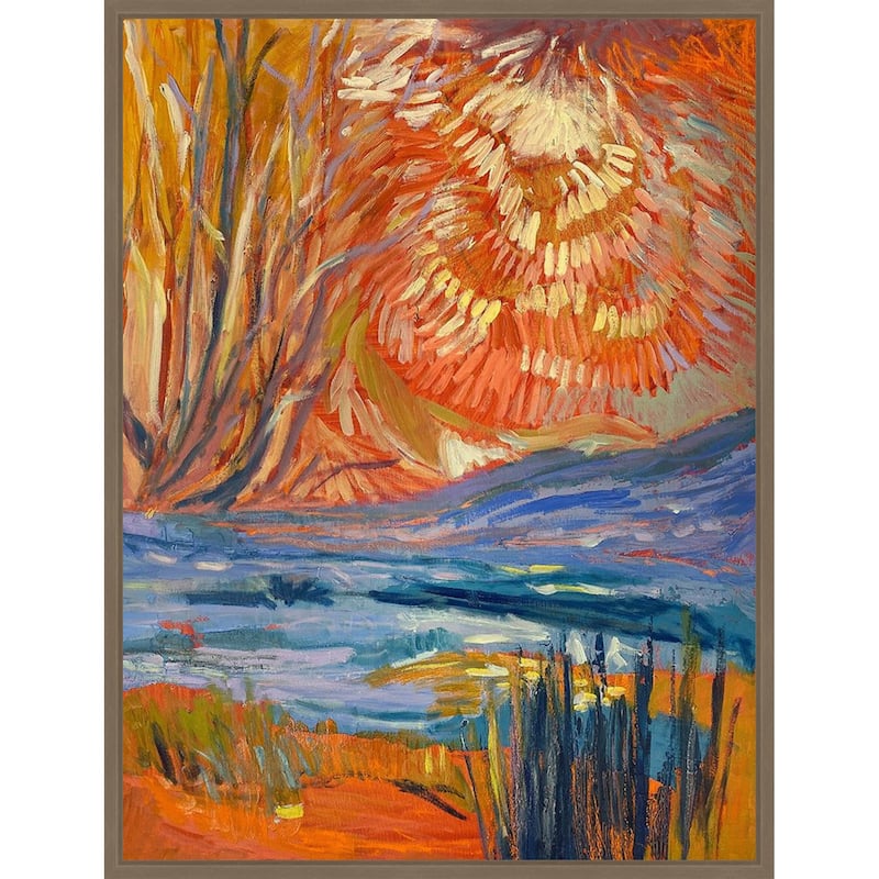 Cadmium Winter Solstice II by Dorothy Fagan (23 x 30 in.), Framed Canvas Wall Art Print - Sylvie Dark Gold