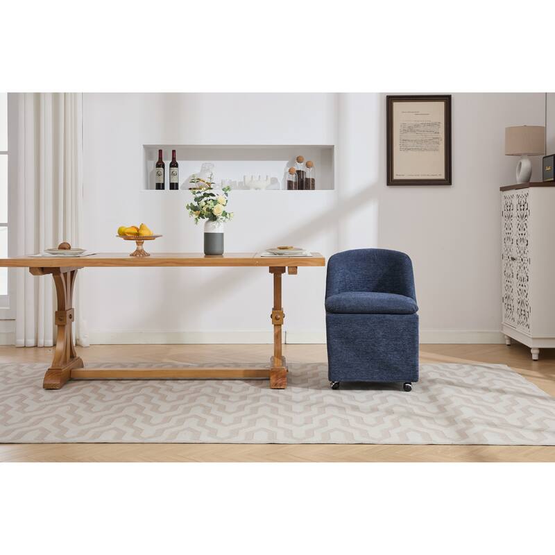 Modern 2 Piece Set 360° Swivel Fabric Kitchen Dining Chair with Back Cushion Universal Wheels for Dining Room Kitchen