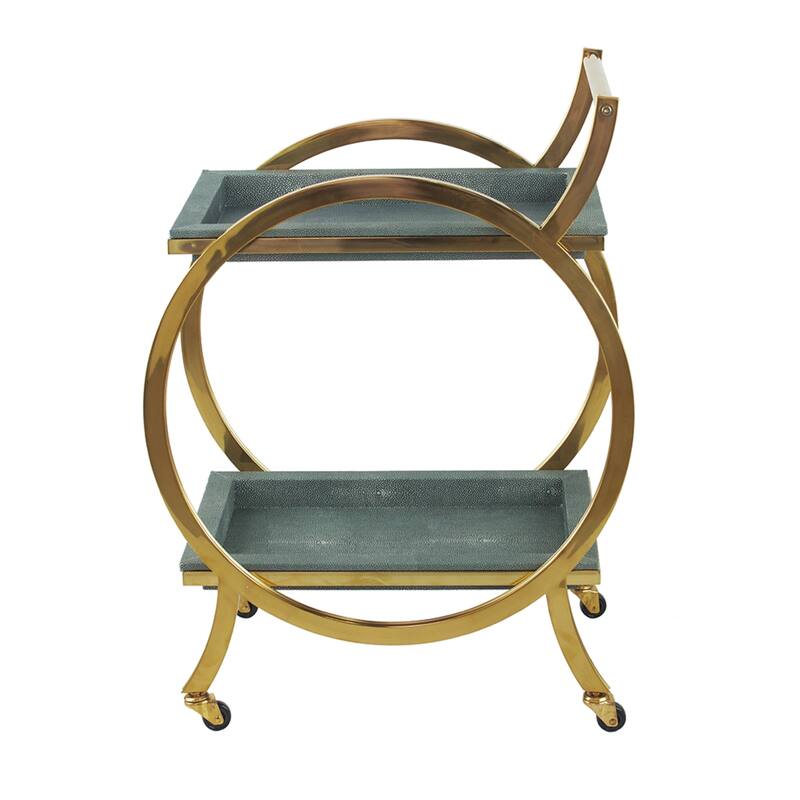Margo Bar Cart with Rolling Wheels - 34" - Gold and Gray