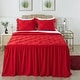 4 Piece Pinch Pleat Style Ruffle Skirt Bedspread Queen Red - Bed Bath ...