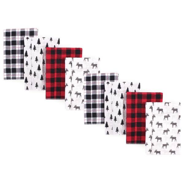 slide 1 of 1, Hudson Baby Boys and Girls Cotton Poly Flannel Burp Cloths 8-Pack, Moose, One Size - Moose 8-Pack - One Size One Size - Moose 8-Pack