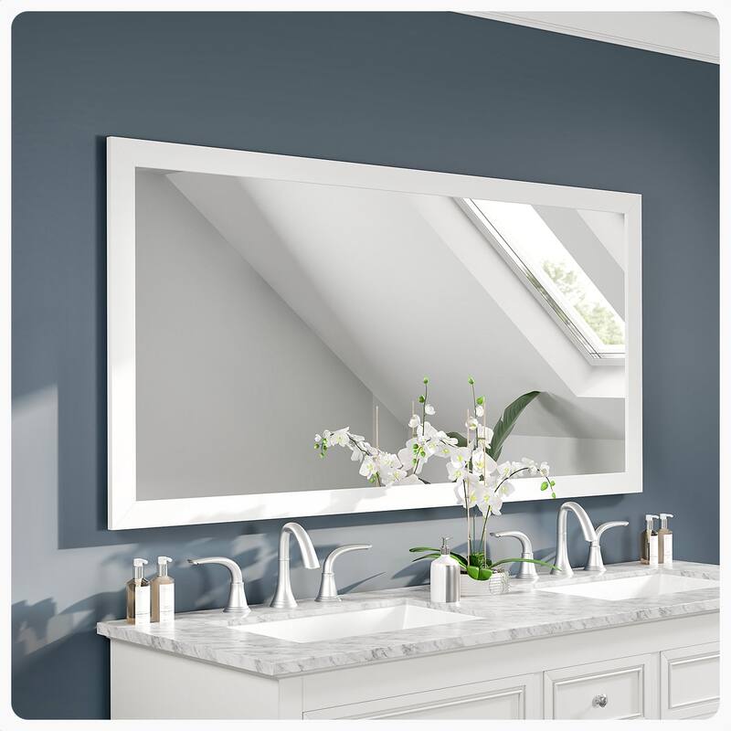 Eviva New York 60" x 30" Rectangular White Wooden Framed Mirror