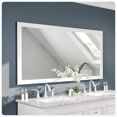 Eviva New York 60" x 30" Rectangular White Wooden Framed Mirror