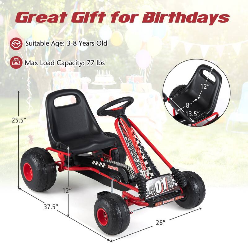 Gymax Kids 4-Wheel Pedal Go Kart w/Clutch & Hand Brake Multi-Terrain