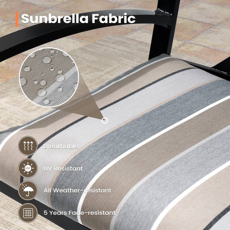 Outdoor Indoor Patio Aluminum Armrest Swivel Bar Stools with Sunbrella Fabric Cushion