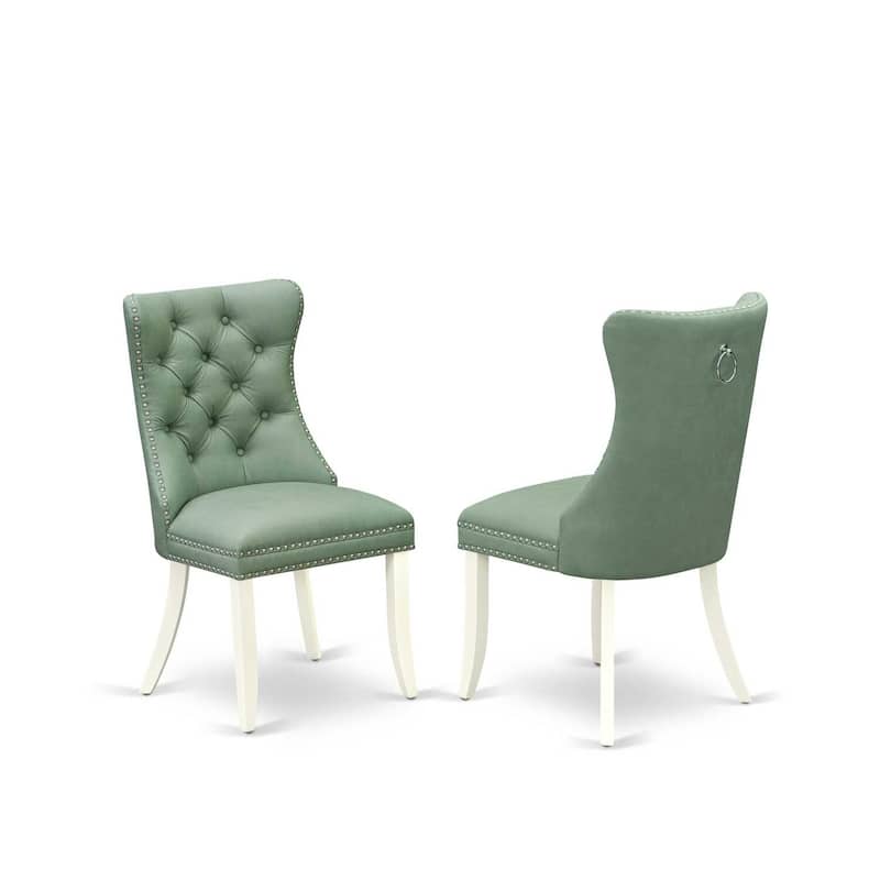 Parson Dining Chairs Set of 2 - Upholstered Kitchen Chairs with Nailhead Trim - Modern Dining Room Seating