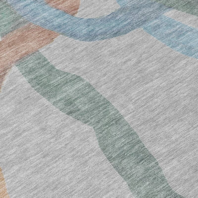 Machine Washable Indoor/ Outdoor Abstract Links Chantille Rug