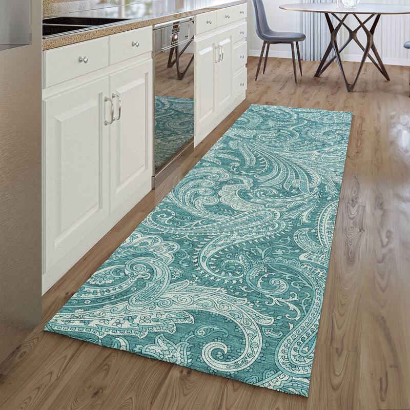 Premium Washable Super Soft Traditional Paisley Mayfield Rug - Turquoise - 2' 3" x 7' 6" - Runner