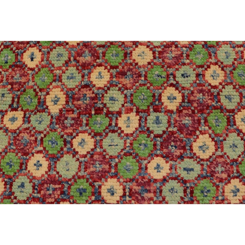 Shabby Chic Balochi Bravo Red/Beige Hand Knotted Wool Rug - 4'0'' x 5'11''