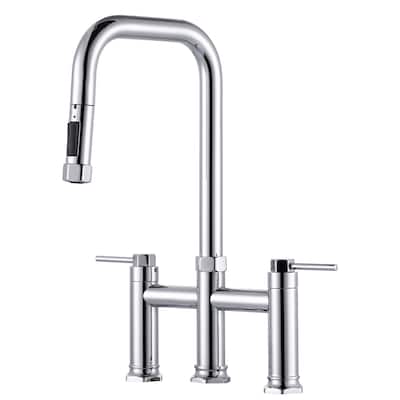 WOWOW Double Handle Pull Down Kitchen Faucet