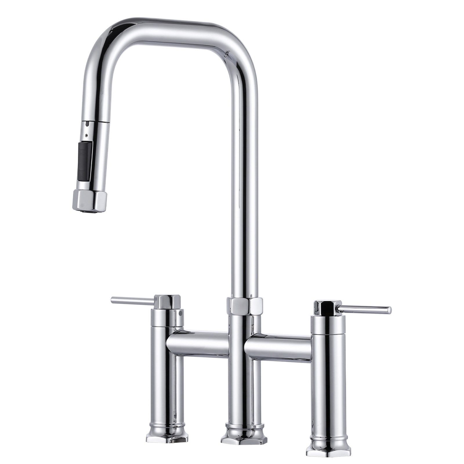 WOWOW Double Handle Pull Down Kitchen Faucet