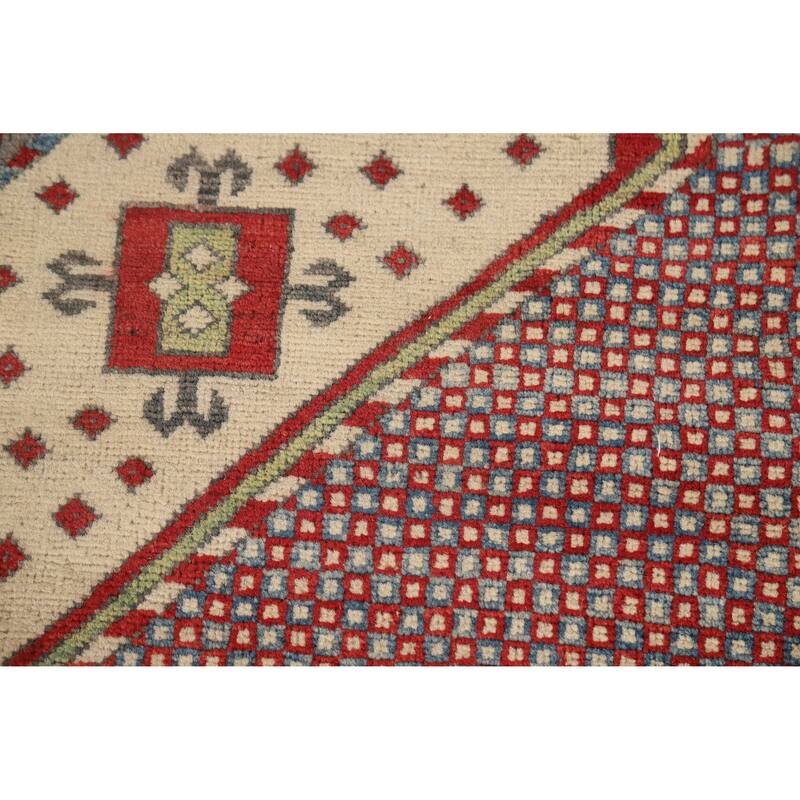 Hand Knotted Oriental 100% Wool Carpet Traditional Geometric Greys & Charcoal Kazak Area Rug - 10' 4'' X 8' 2''