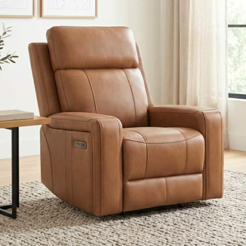 Cavron Leather Match Power Glider Recliner - Brown