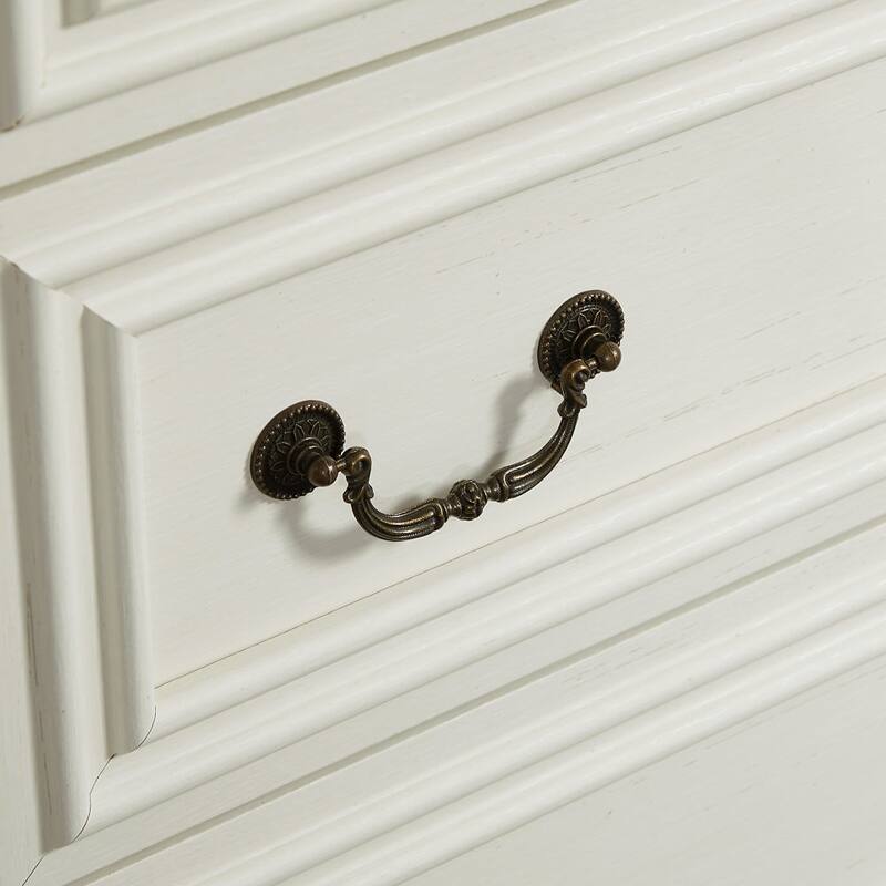 Farmhouse Style Dresser Rustic Storage Cabinet with 7 Drawers Embossed Pattern Vintage Handles, for Bedroom