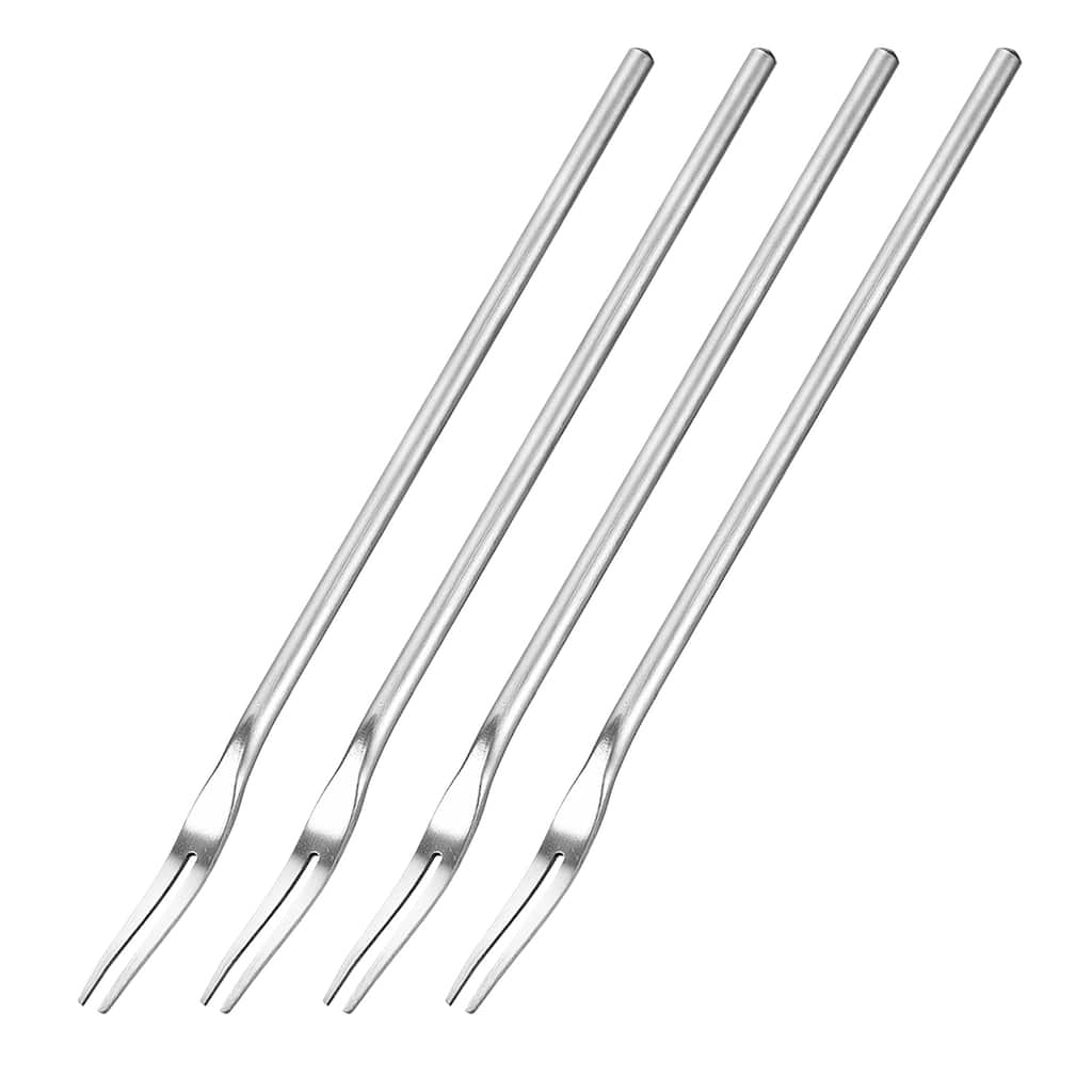 4Pcs Stainless Steel Fruit Forks, 8.66" Salad Fruit Tasting Forks for Birthday - Silver Tone